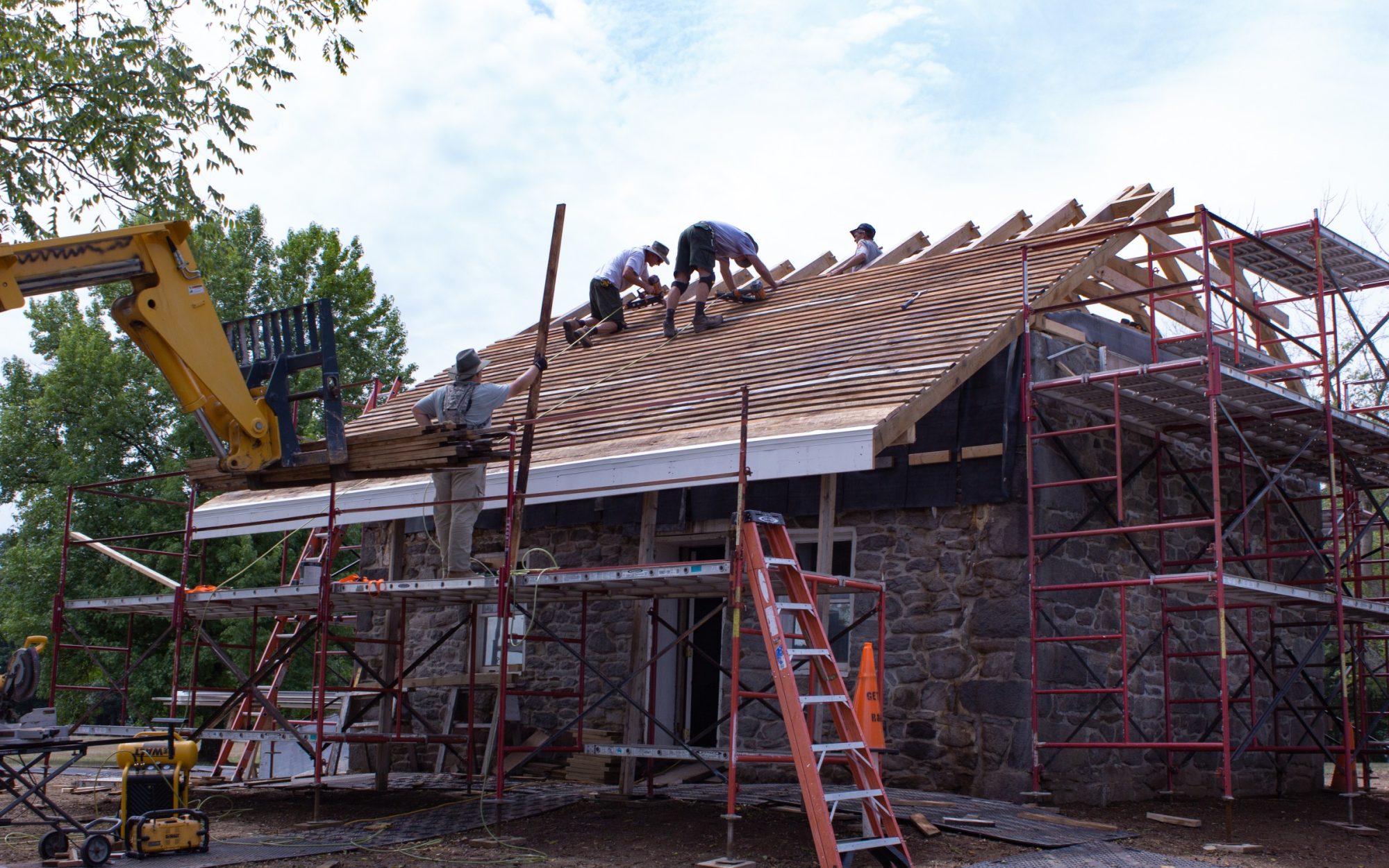 A Keystone Home Services crew completing a residential roofing project